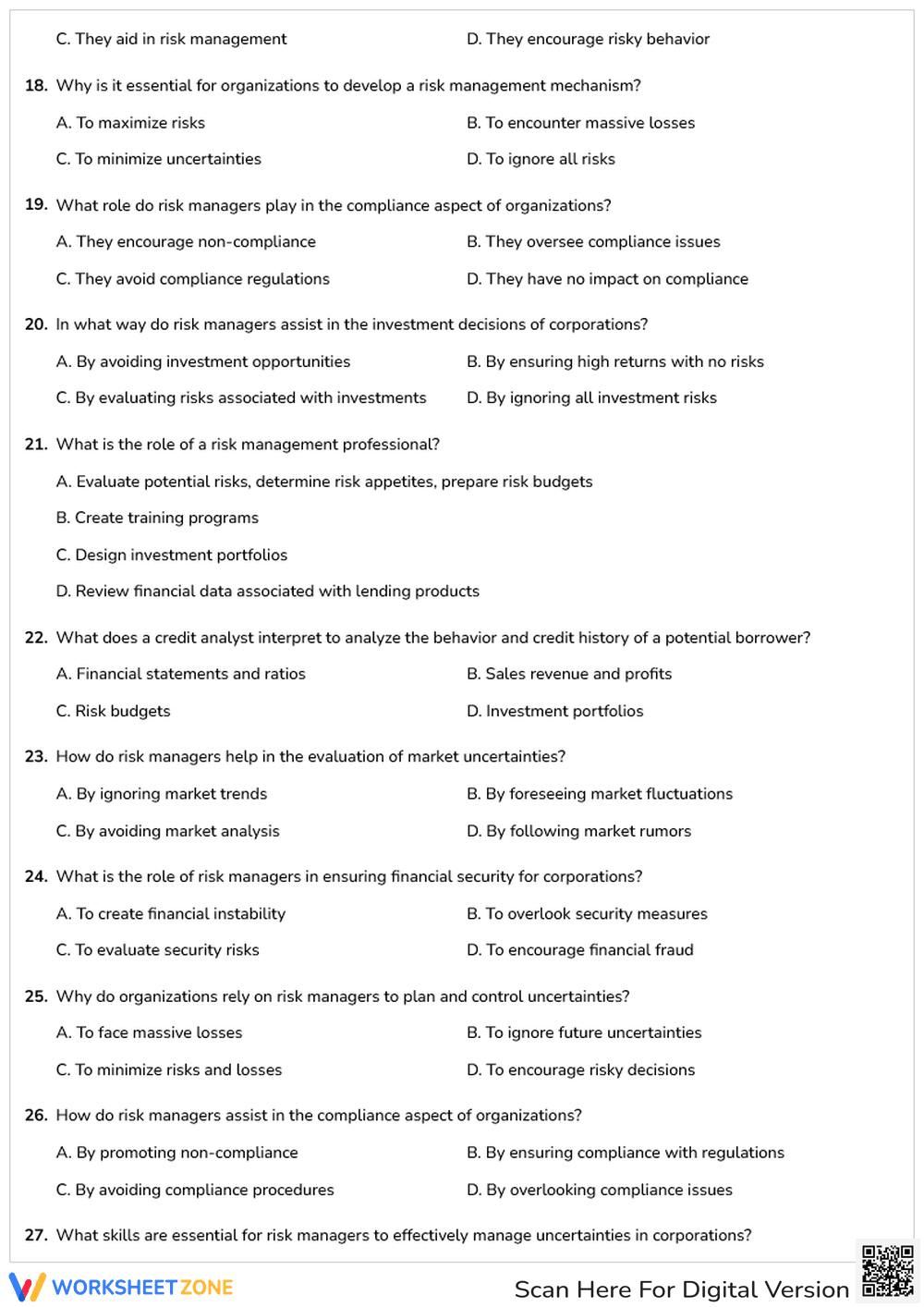 Printable Financial Professionals Quiz | College - Page 3