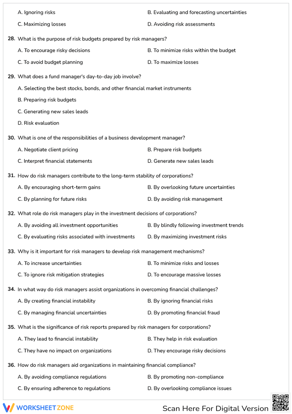 Printable Financial Professionals Quiz | College - Page 4