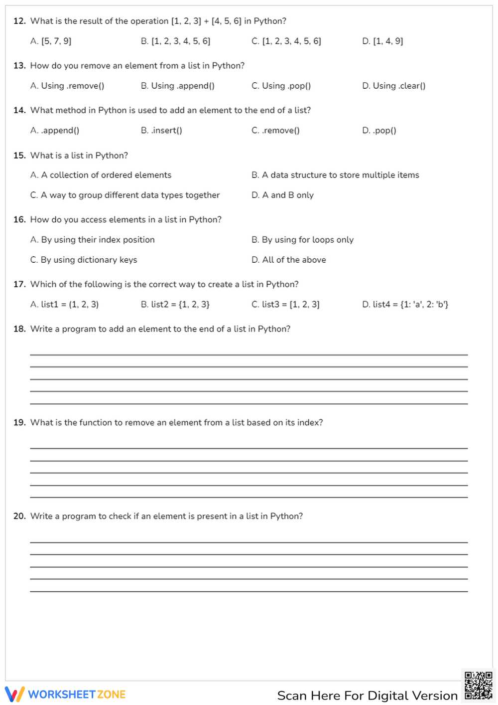Mastering Python Lists: Comprehensive Quiz - Page 2