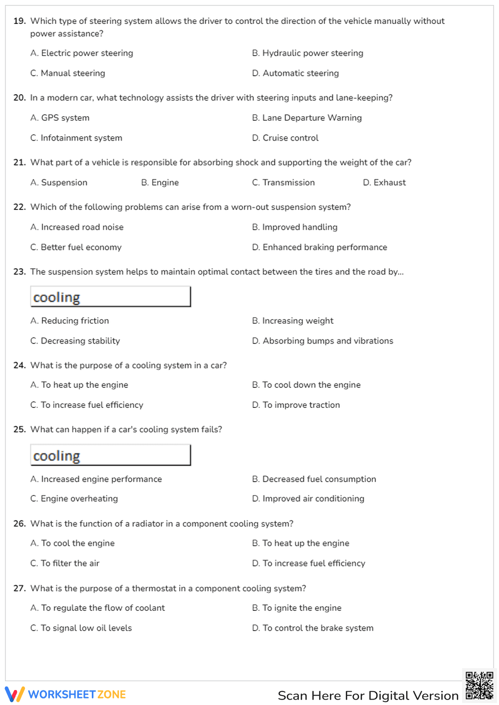 Automotive Technology Comprehensive Quiz - Page 3