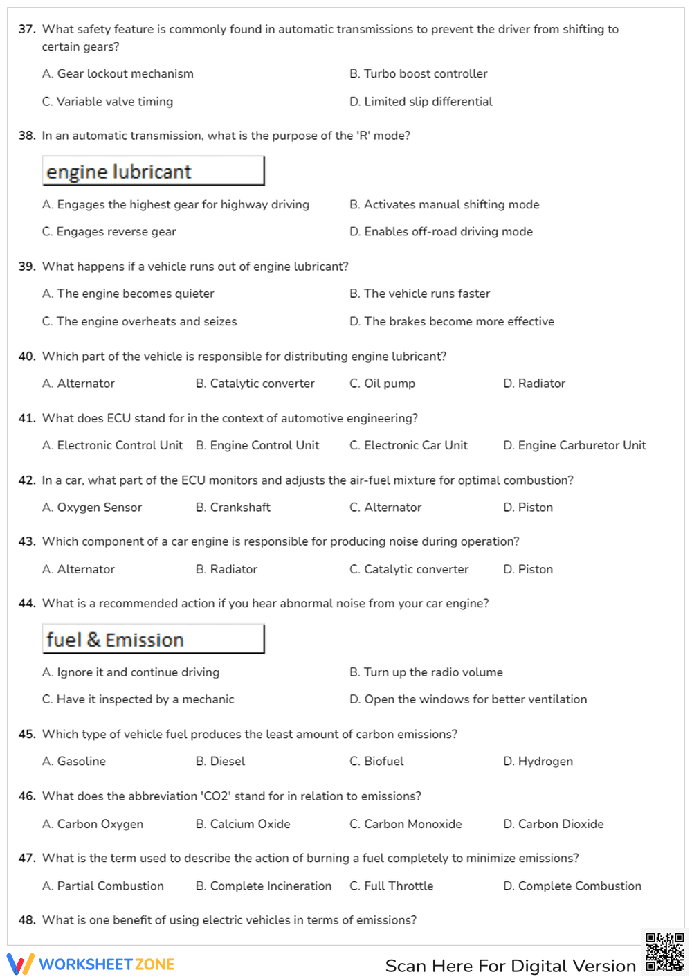 Automotive Technology Comprehensive Quiz - Page 5