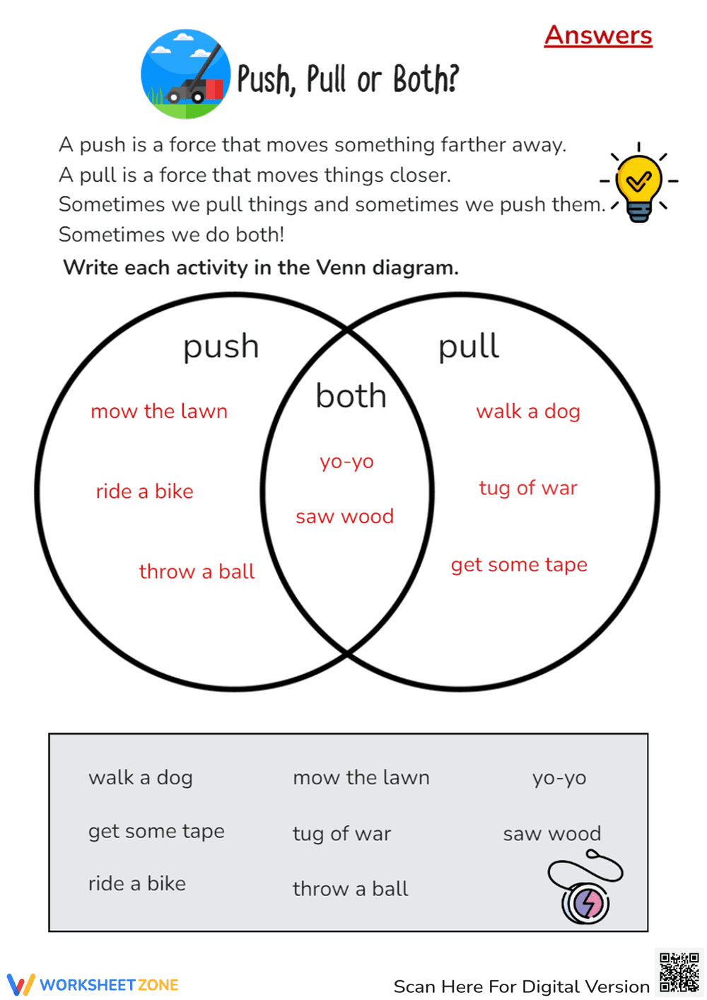 Grade 3 Push and Pull Forces — Printable No-Prep Worksheet - Page 2