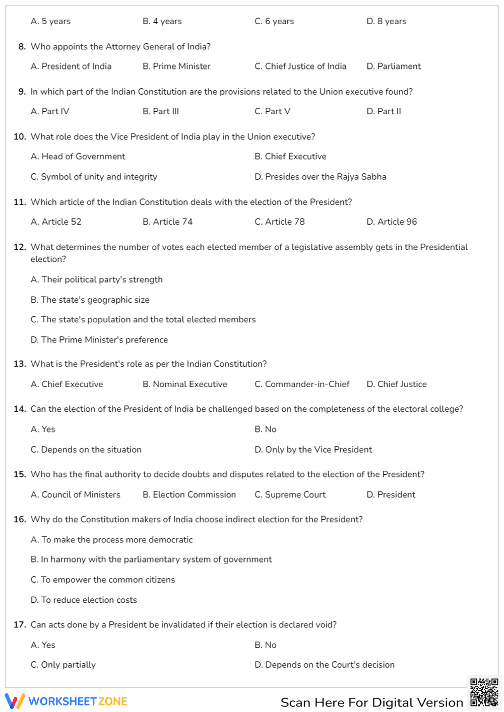 Indian Polity: President Quiz | Essential Grade 10-12 - Page 2