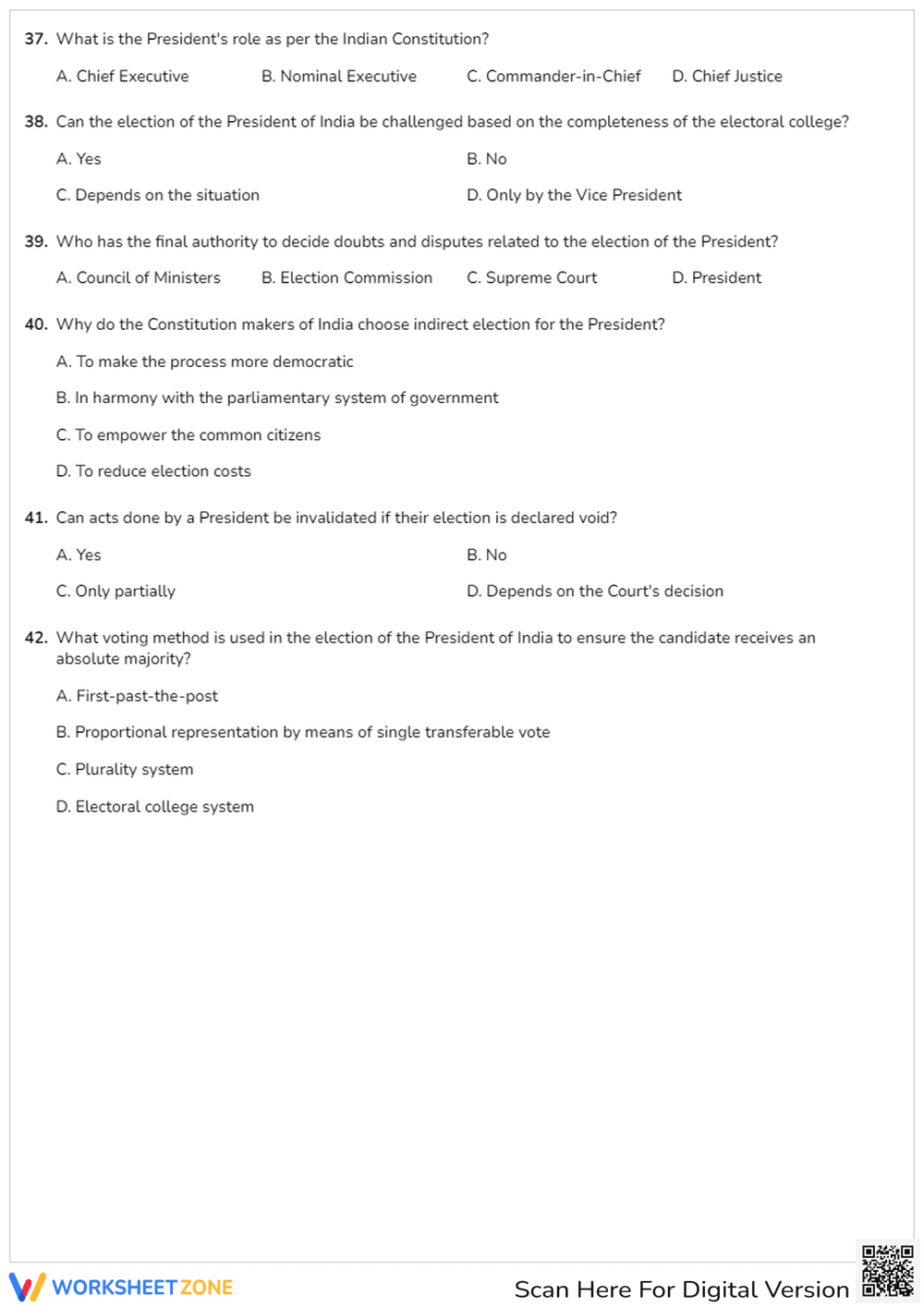 Indian Polity: President Quiz | Essential Grade 10-12 - Page 5