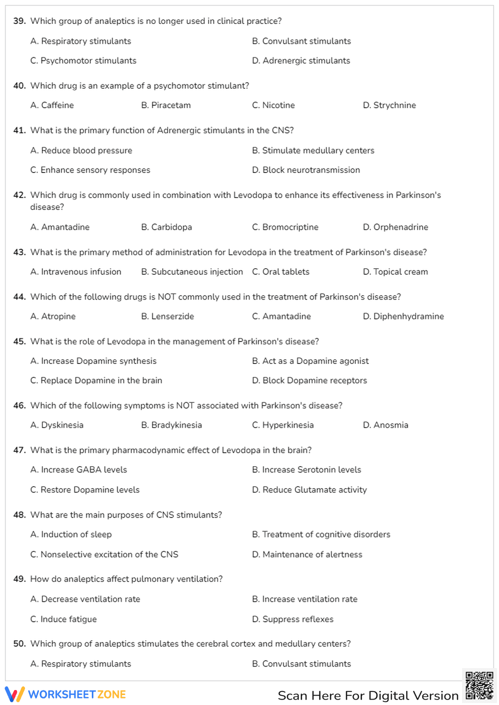 Comprehensive Quiz on CNS Stimulants & Parkinson's - Page 5