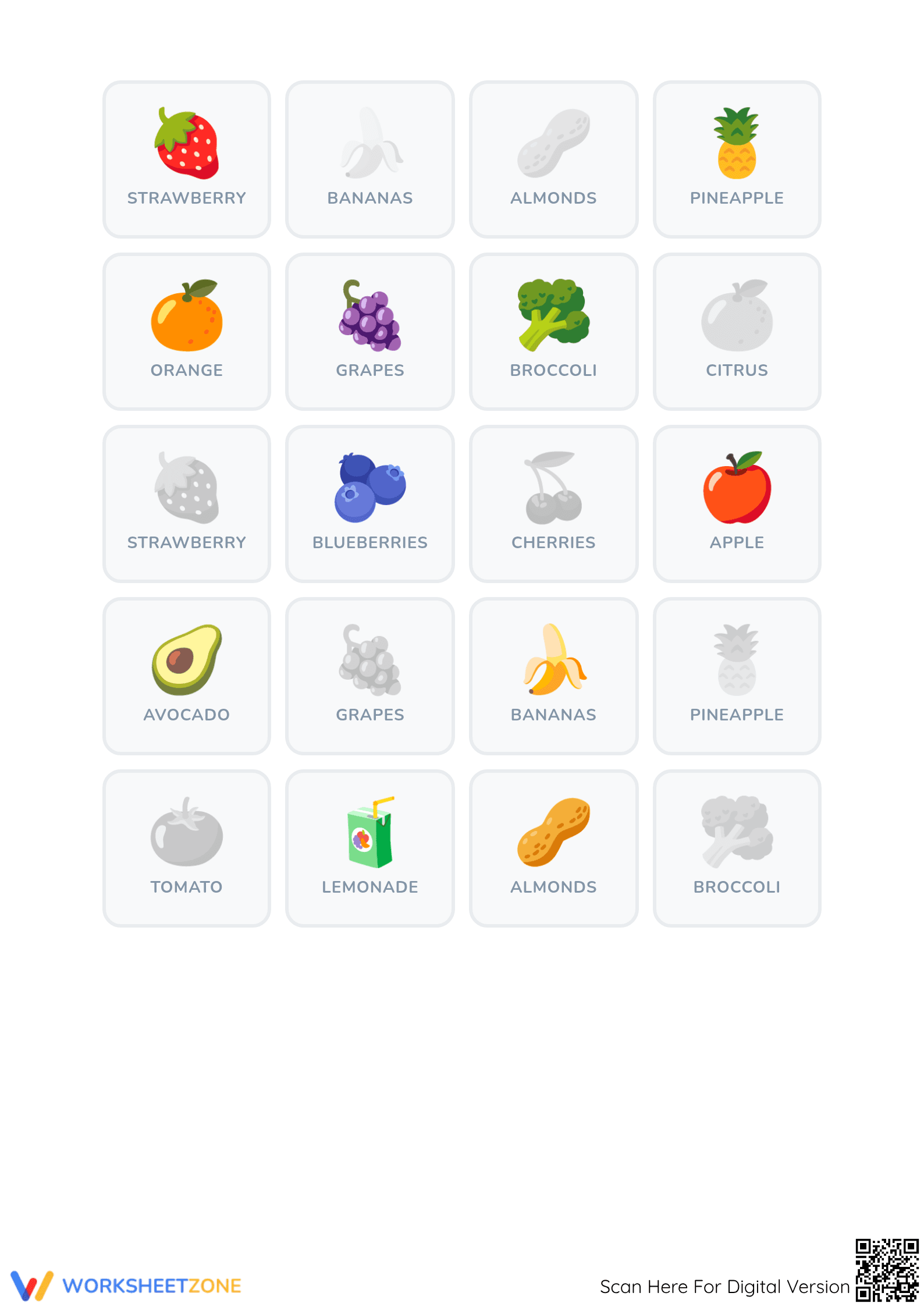 Fruits & Veggies: Following Directions - Listen & Color! (Pre-K) - Page 2
