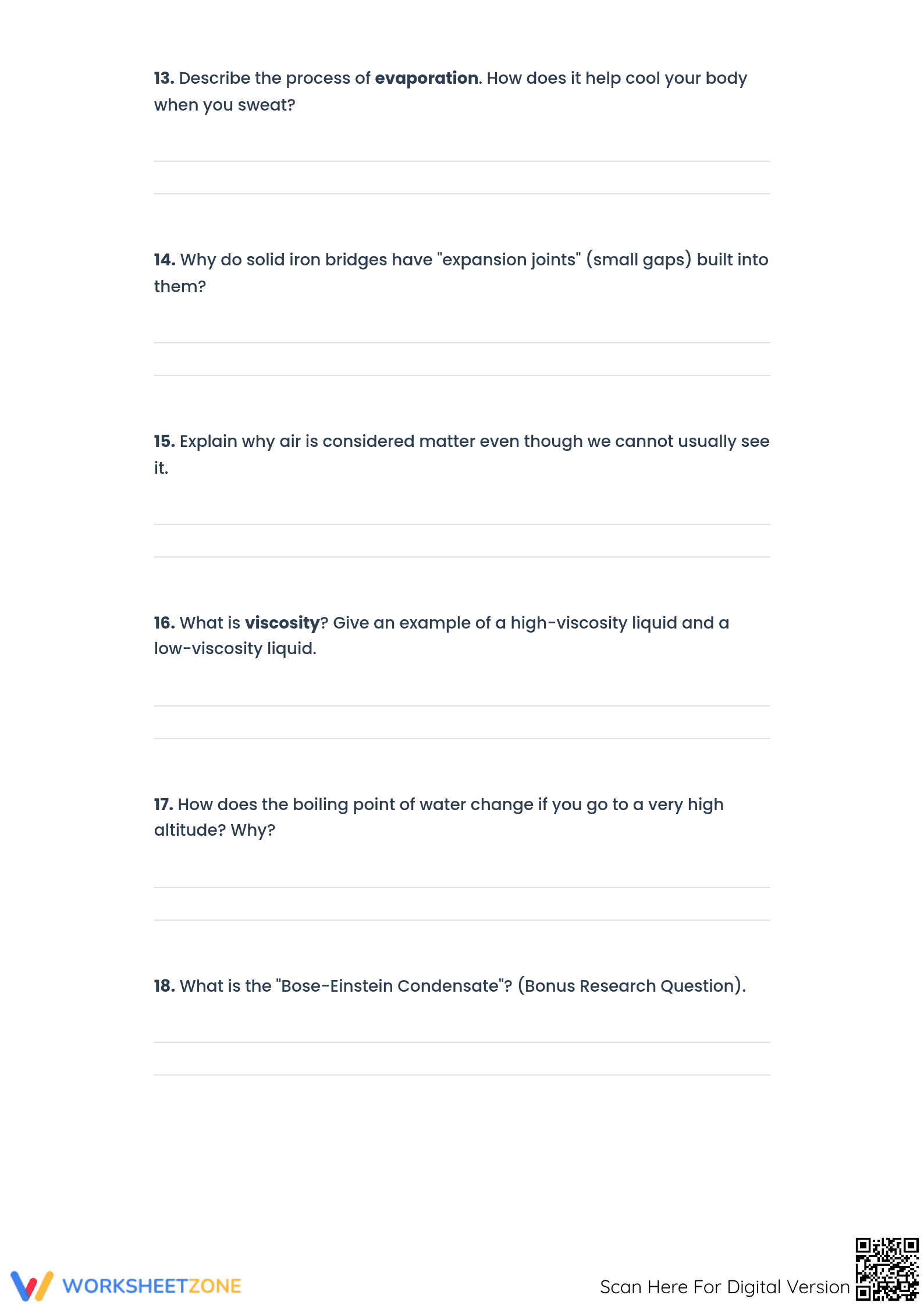 States of Matter Short Answer Worksheet - Page 4