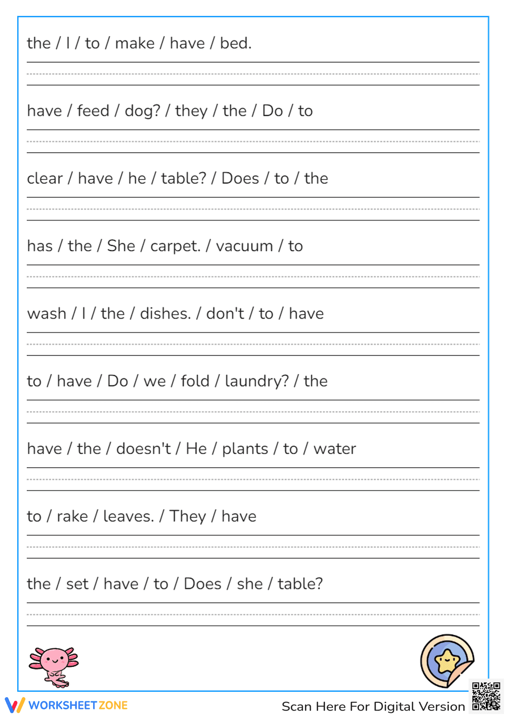 Sentence Scramble Worksheet | Grade 3 Printable - Page 2