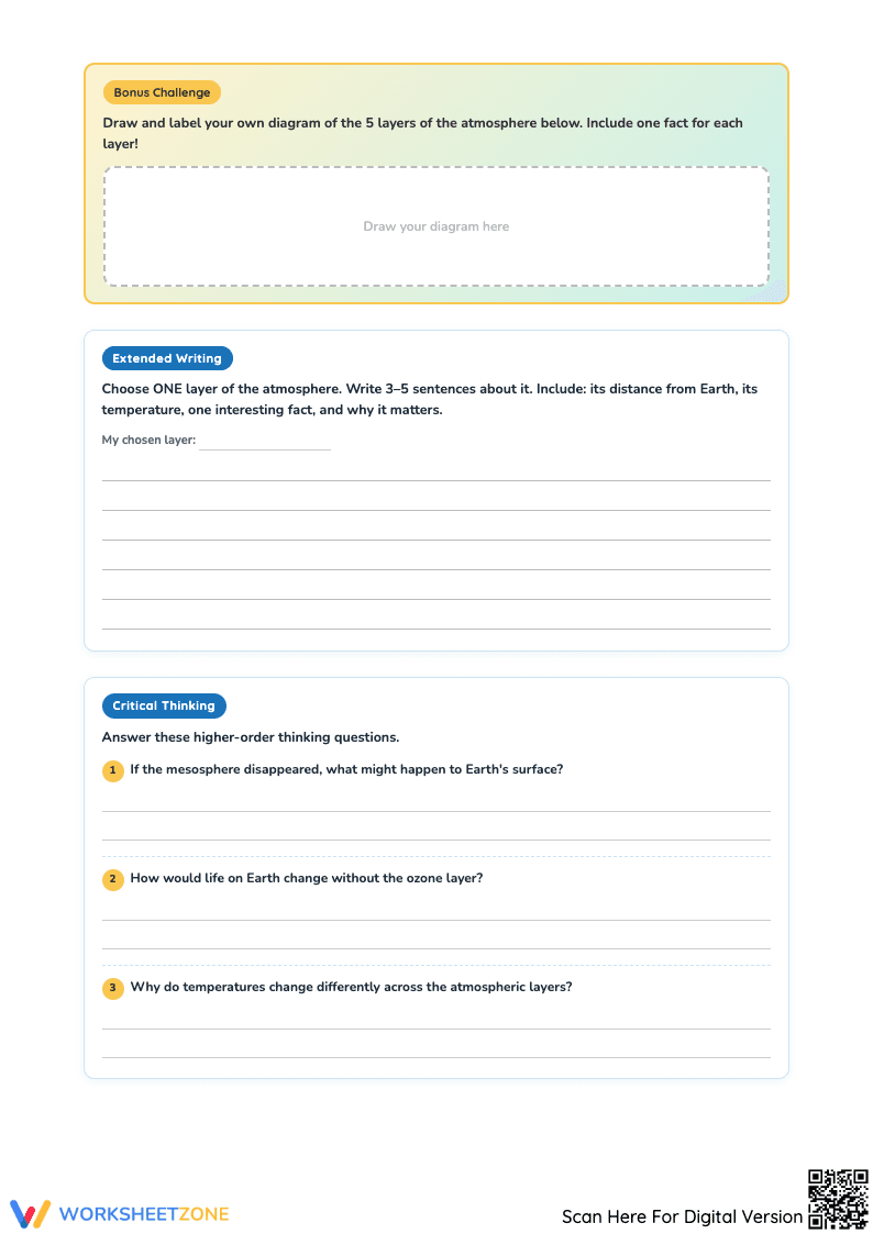 Earth's Atmosphere Layers: Label & Match Worksheet for Science - Page 5
