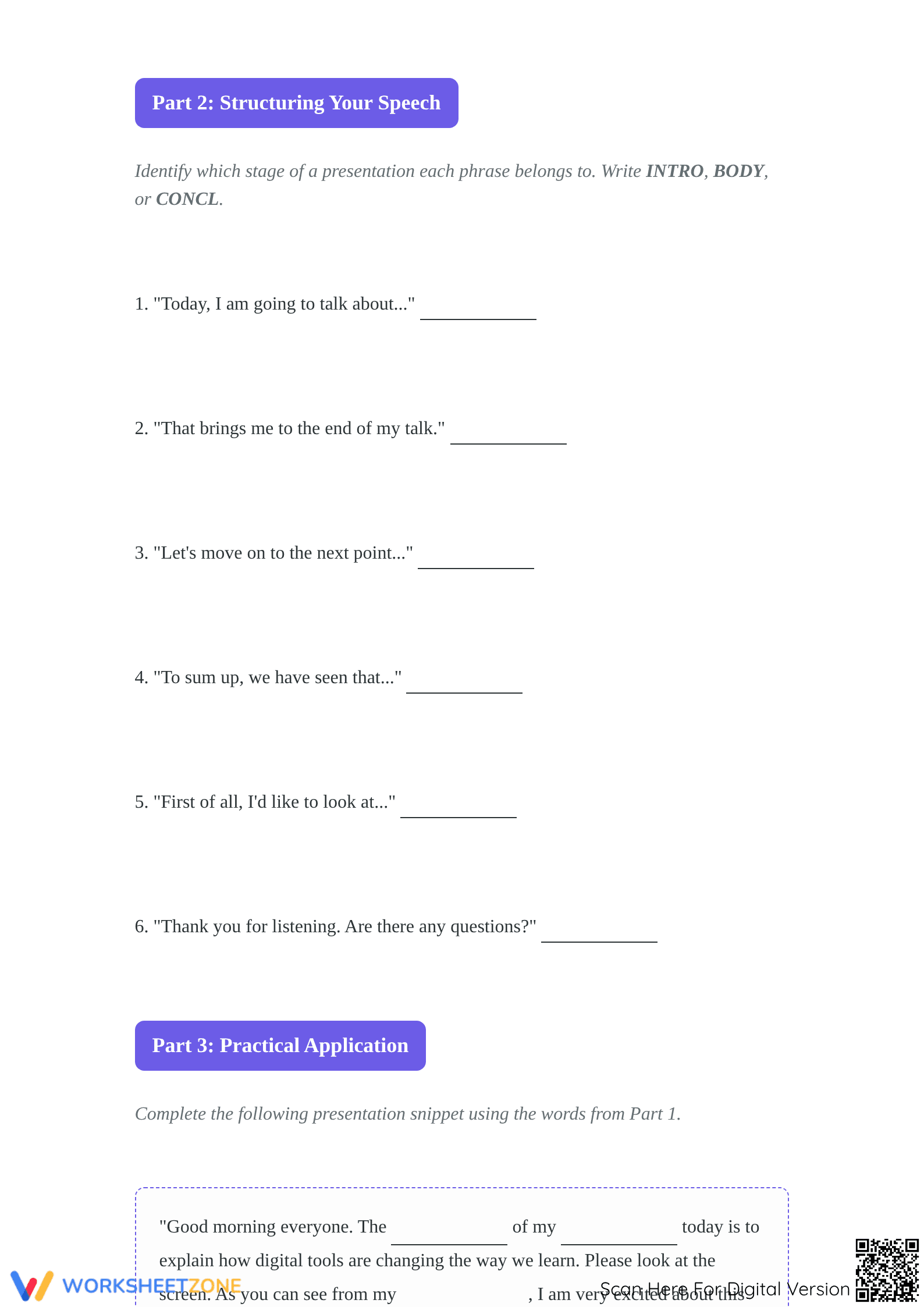 Essential Presentation Vocab Worksheet | Grade 9 ELA - Page 2