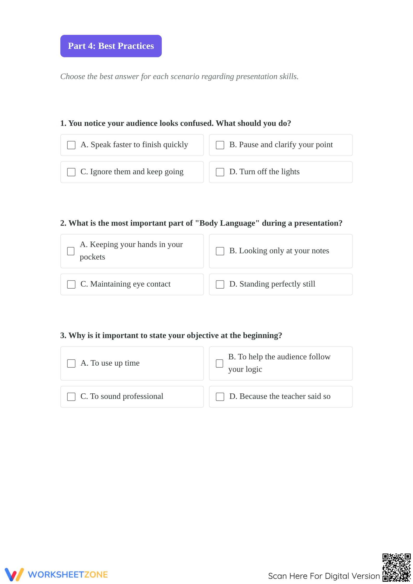 Essential Presentation Vocab Worksheet | Grade 9 ELA - Page 3