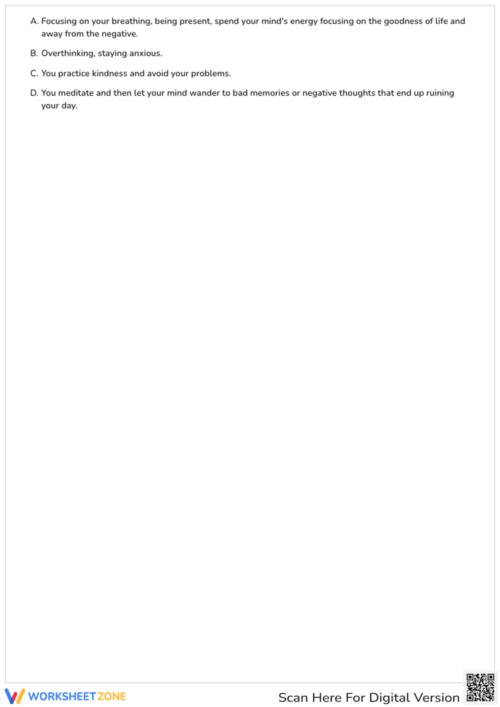 Grade 4 Mindfulness — Printable No-Prep Worksheet - Page 3