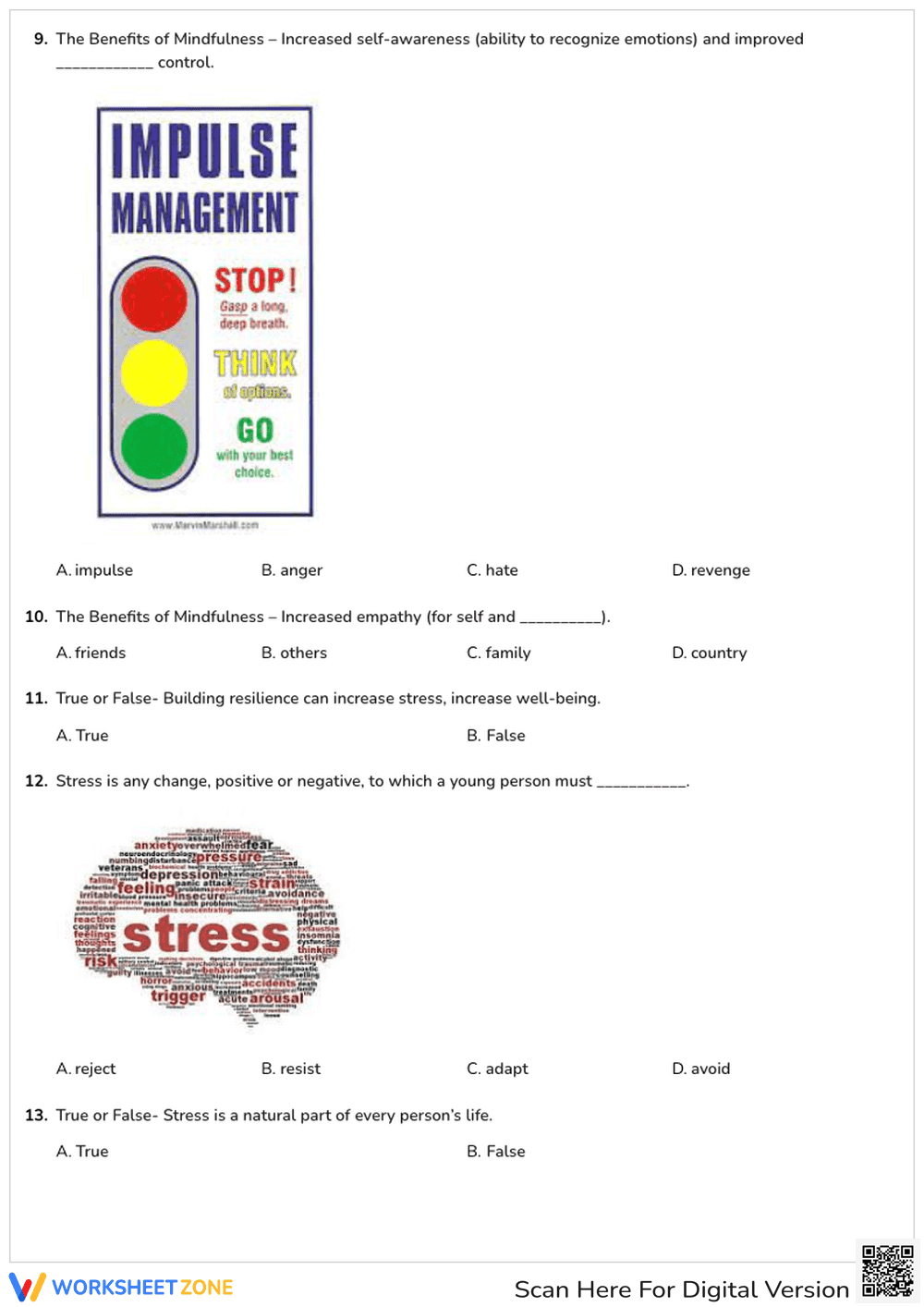 Mindfulness and Resilience Quiz | Essential Grade 7-9 Health - Page 3