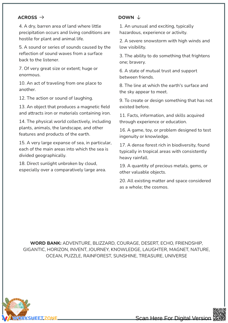 Crossword Game Worksheet - Page 2