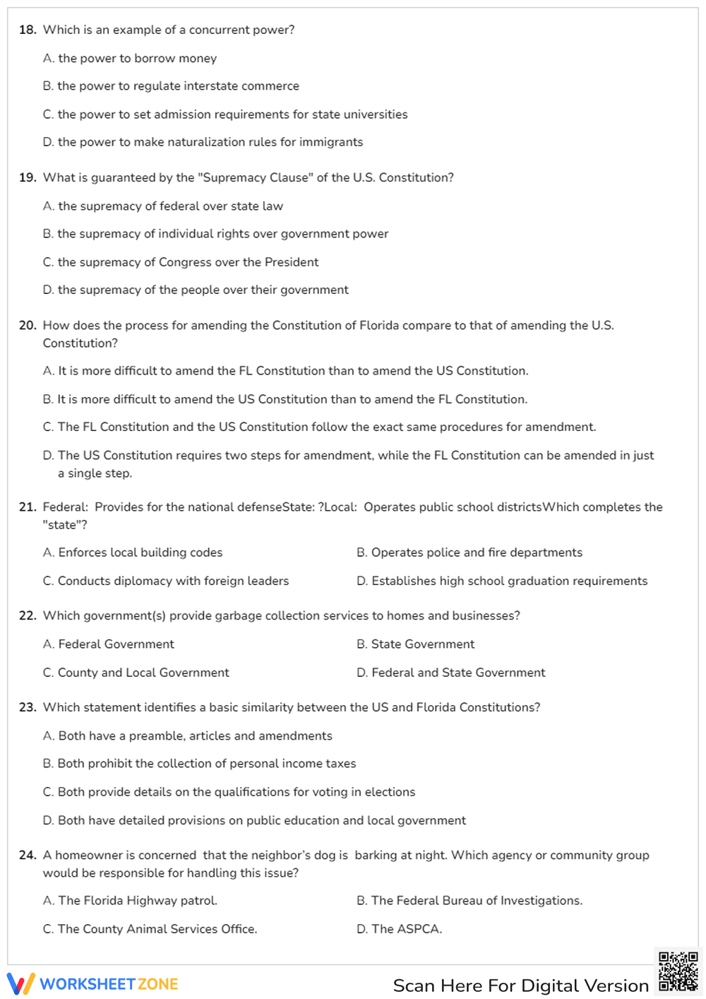 Grade 7 Government Functions — Printable No-Prep Worksheet - Page 3