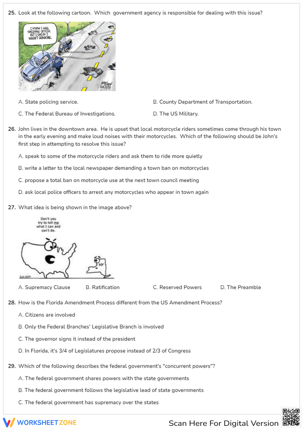 Grade 7 Government Functions — Printable No-Prep Worksheet - Page 4
