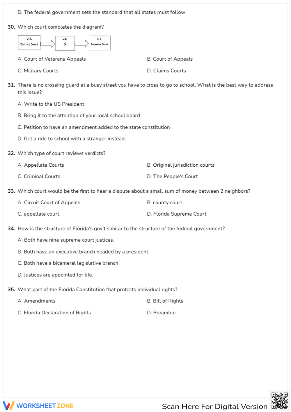 Grade 7 Government Functions — Printable No-Prep Worksheet - Page 5