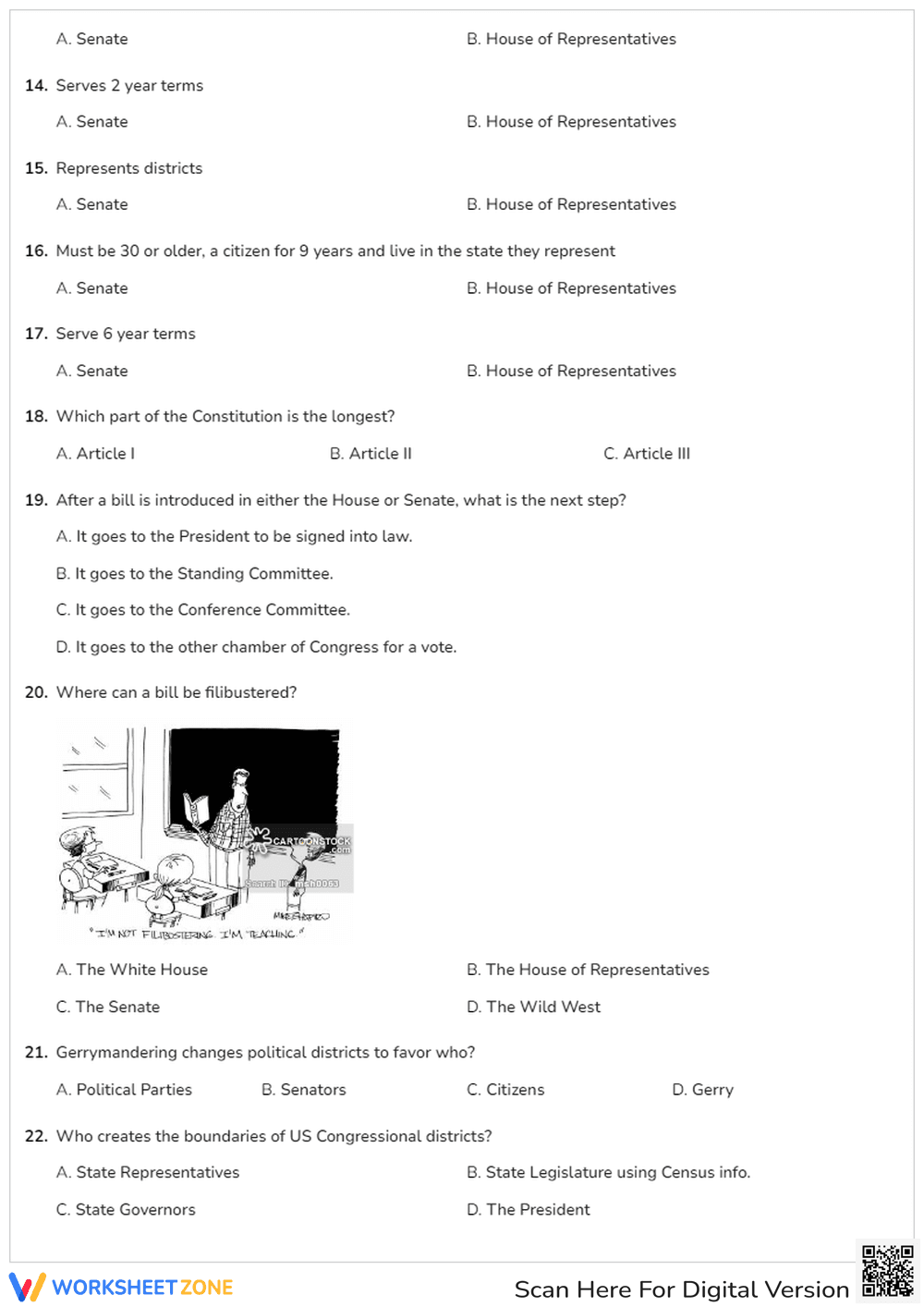 Legislative Branch Quiz: Congress and Lawmaking - Page 2