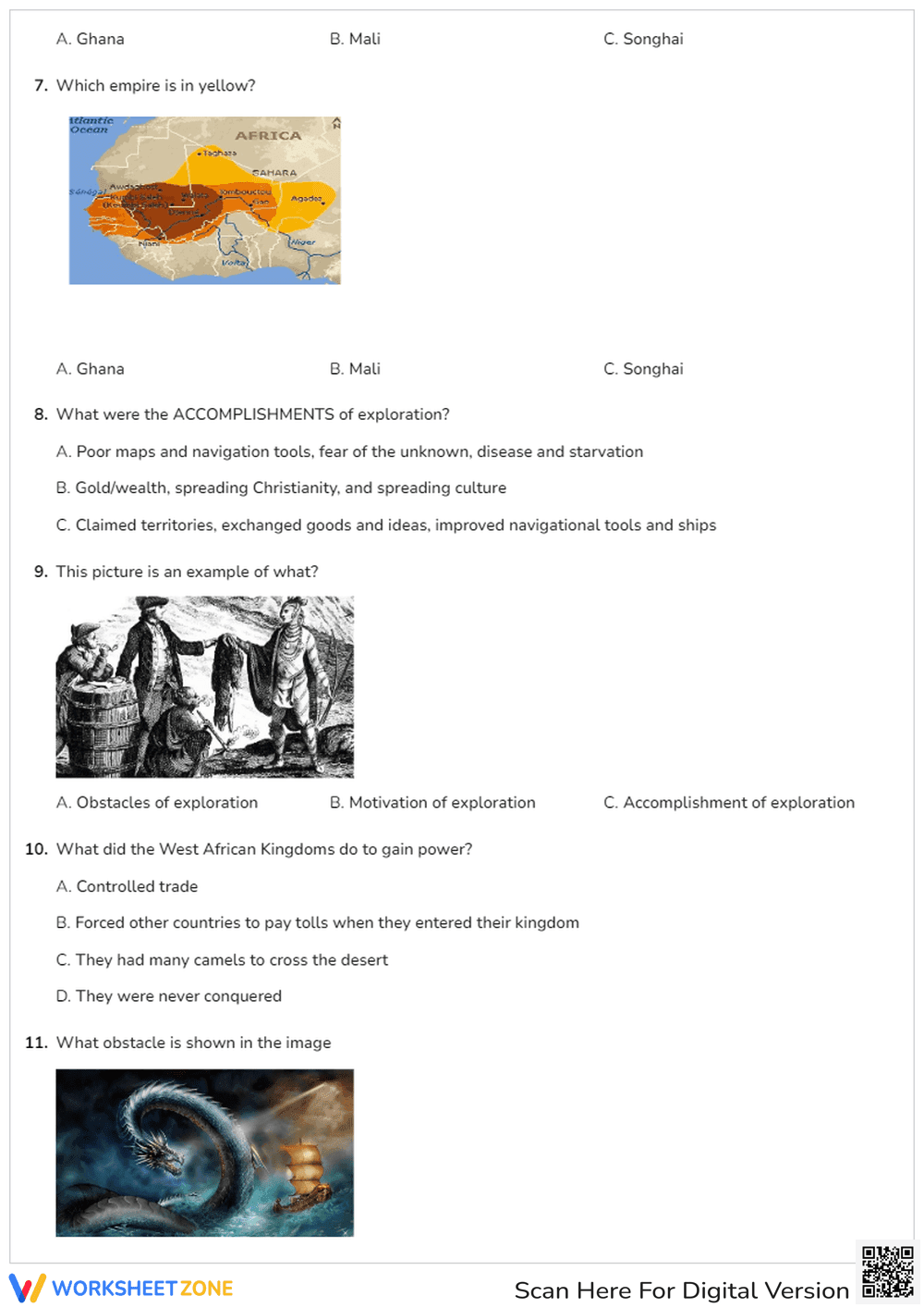 European Exploration Quiz | Grade 8 History Printable - Page 2