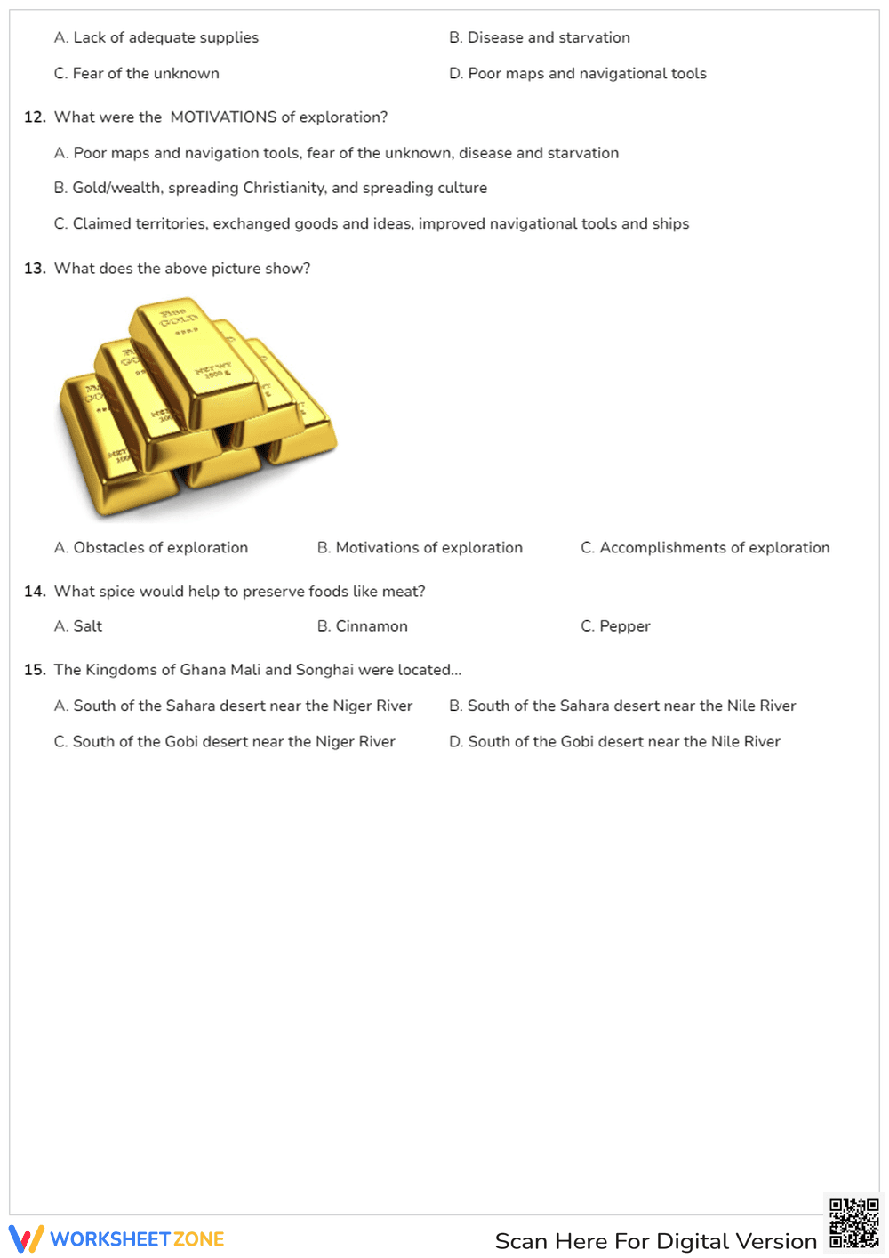 European Exploration Quiz | Grade 8 History Printable - Page 3