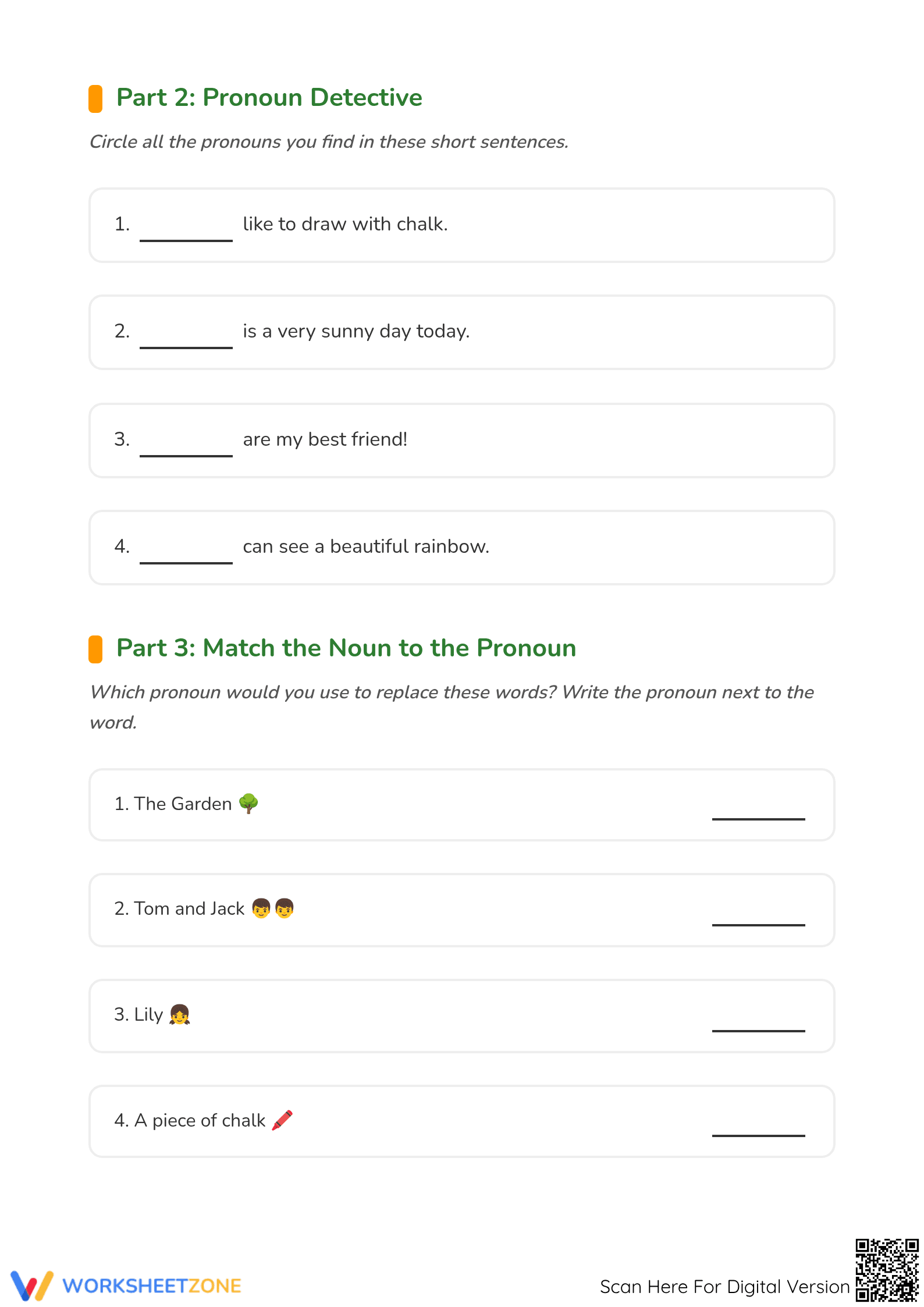 Pronouns Printable Worksheet | Grade 1 ELA - Page 3