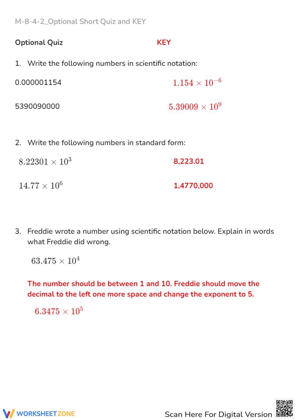 Scientific Notation Quiz - Convert to Standard Form! - Page 2