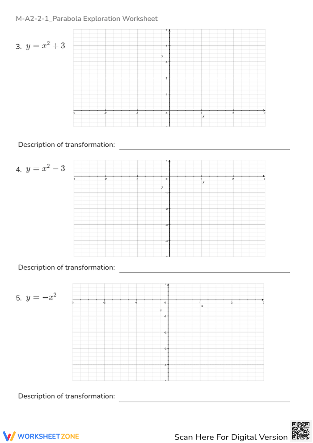 Parabola Transformations Worksheet - Graphing & Vertex Practice - Page 2
