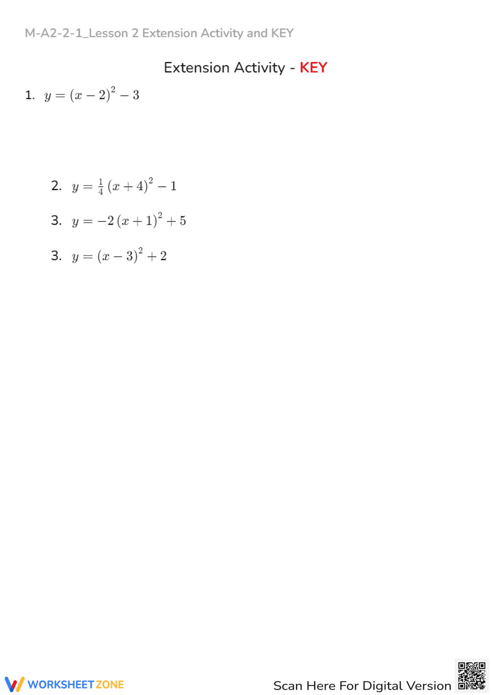 Sketching Quadratic Equations in Vertex Form - No Calculator! - Page 2