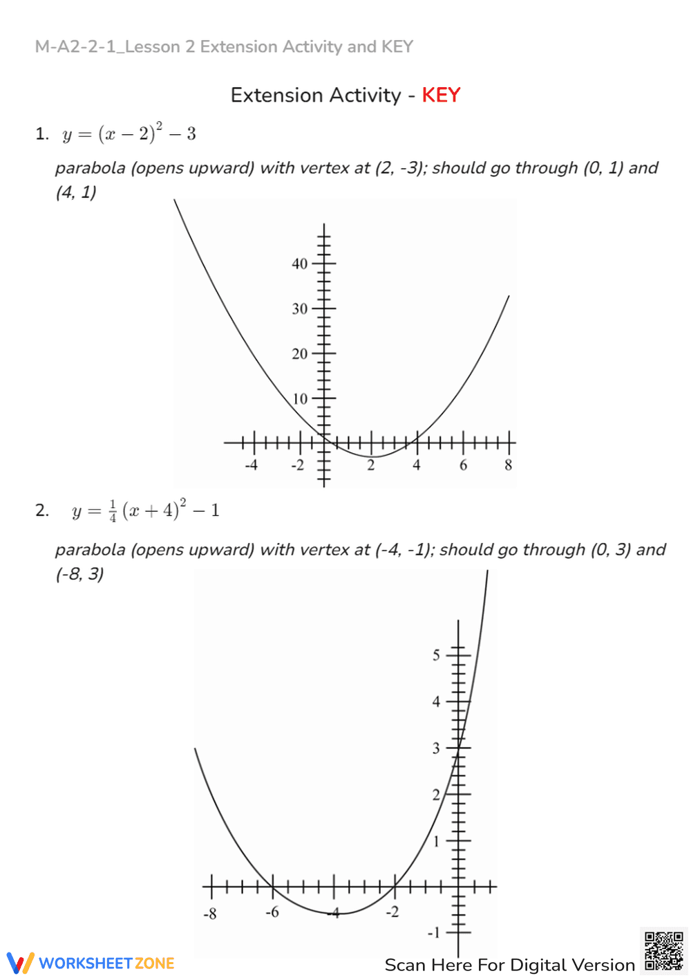 Sketching Quadratic Equations in Vertex Form - No Calculator! - Page 3