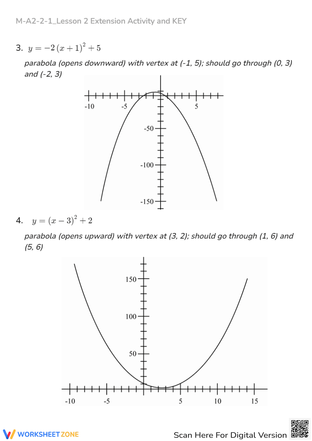 Sketching Quadratic Equations in Vertex Form - No Calculator! - Page 4