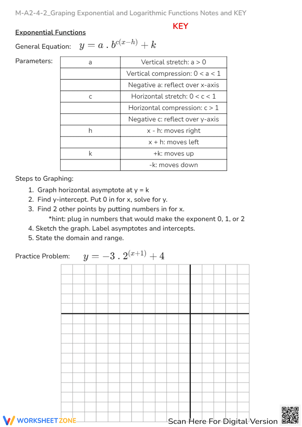 Graphing Exponential Functions: Algebra 2 Practice & Notes - Page 3