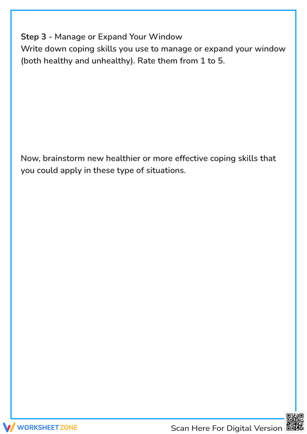 Window of Tolerance Worksheet - Arousal States & Triggers - Page 2