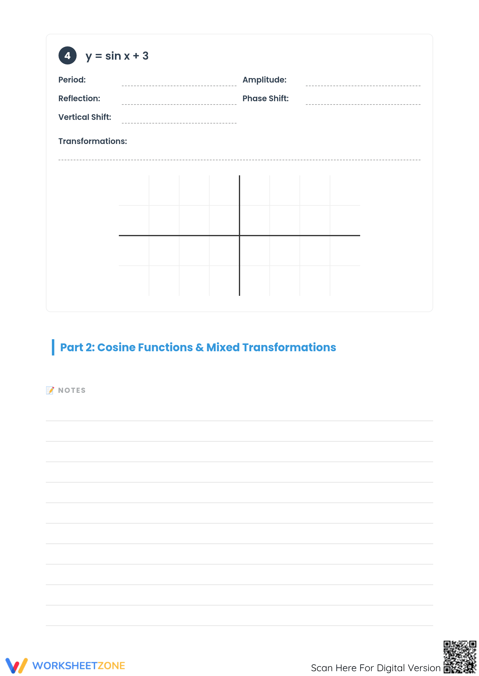 Graphing Sine and Cosine Worksheet | Grade 11 Math Printable - Page 4
