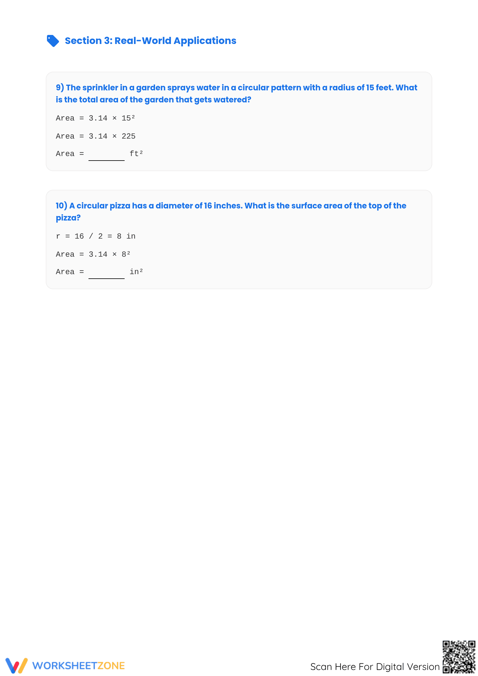Area of Circles Worksheet | Grade 7 Math Printable - Page 4