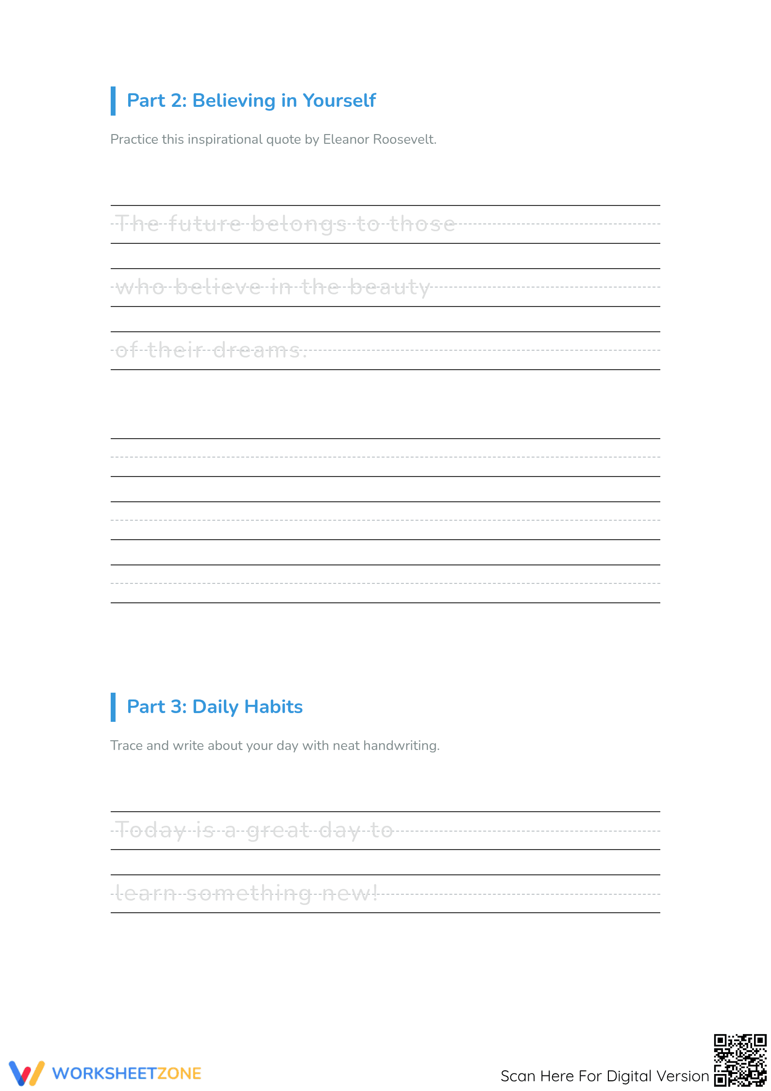 Ed Cole Quote Handwriting Practice - Grades 1-3 Penmanship - Page 2