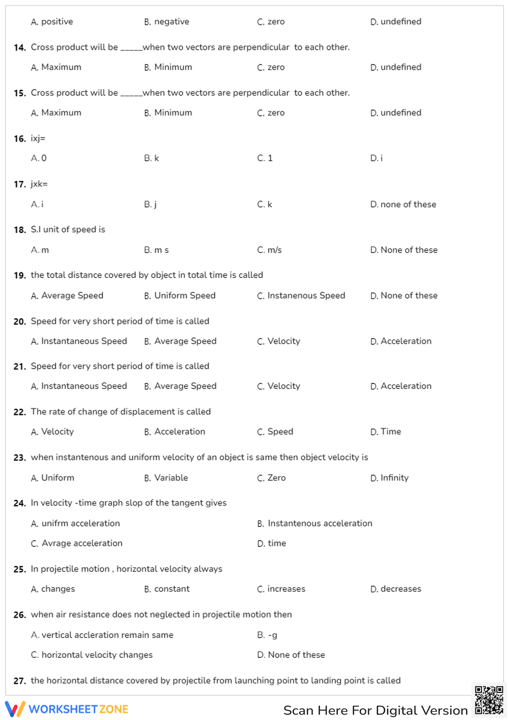 Grade 11 Physics: Essential Vectors & Motion Test - Page 2