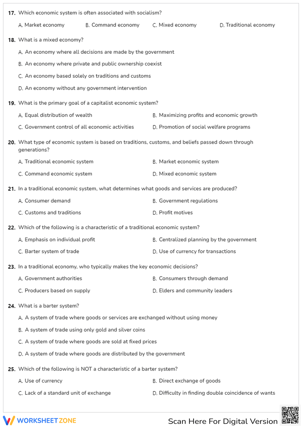 Economic Systems Quiz | Grade 9 Essential Worksheet - Page 3