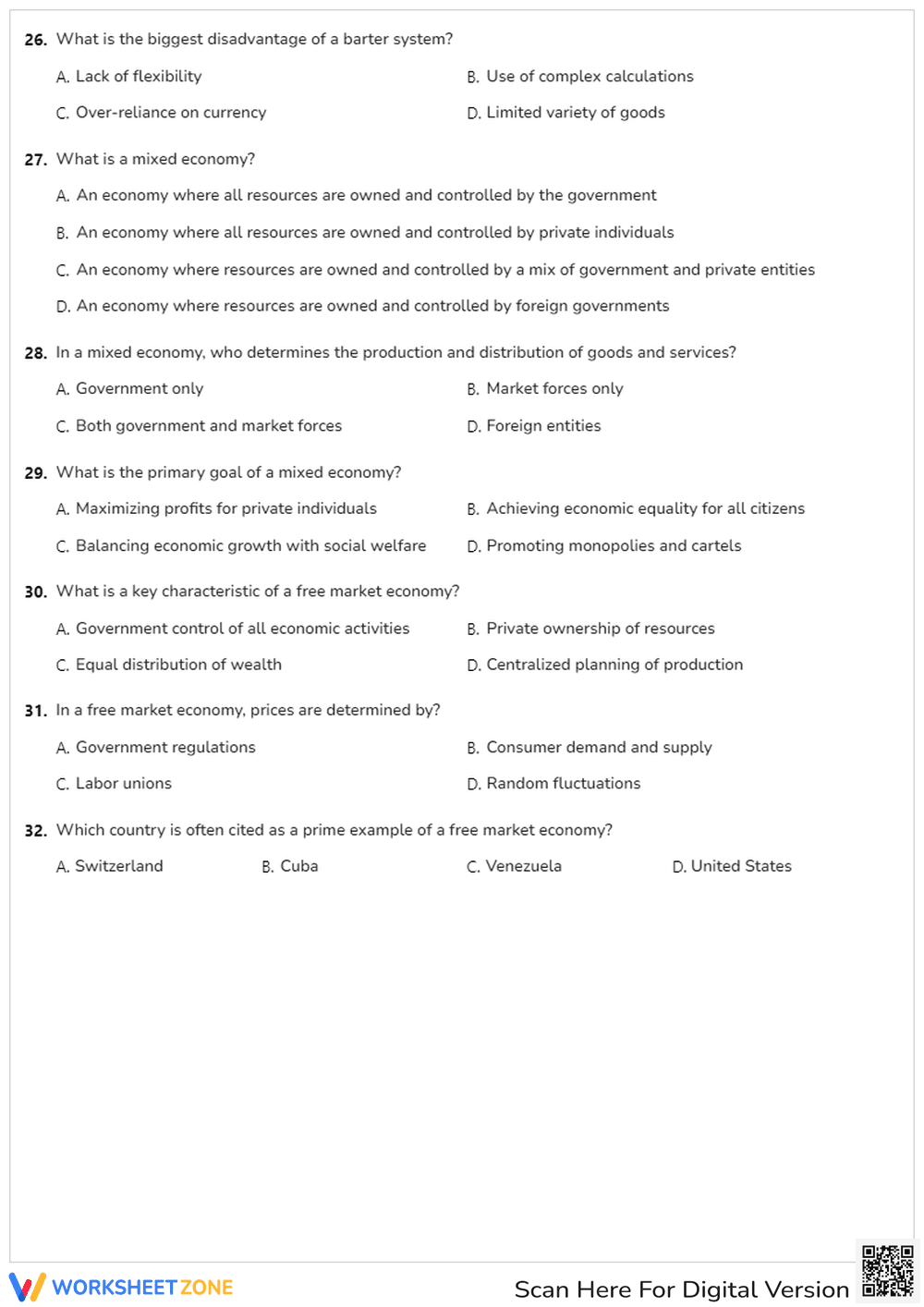 Economic Systems Quiz | Grade 9 Essential Worksheet - Page 4