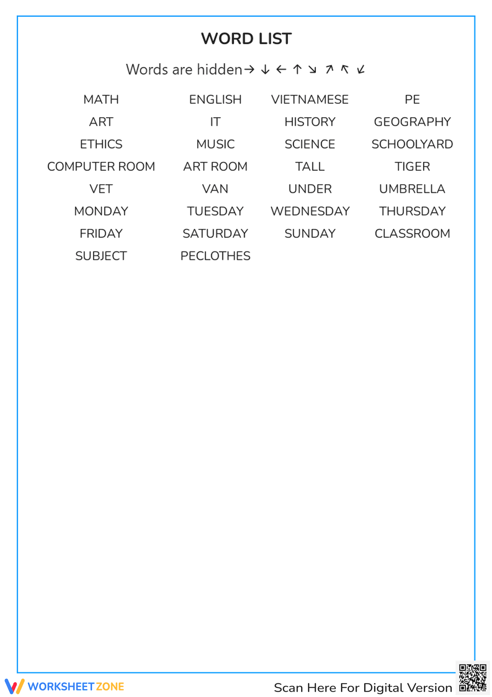 Grade 4 School Vocabulary — Printable No-Prep Worksheet - Page 2