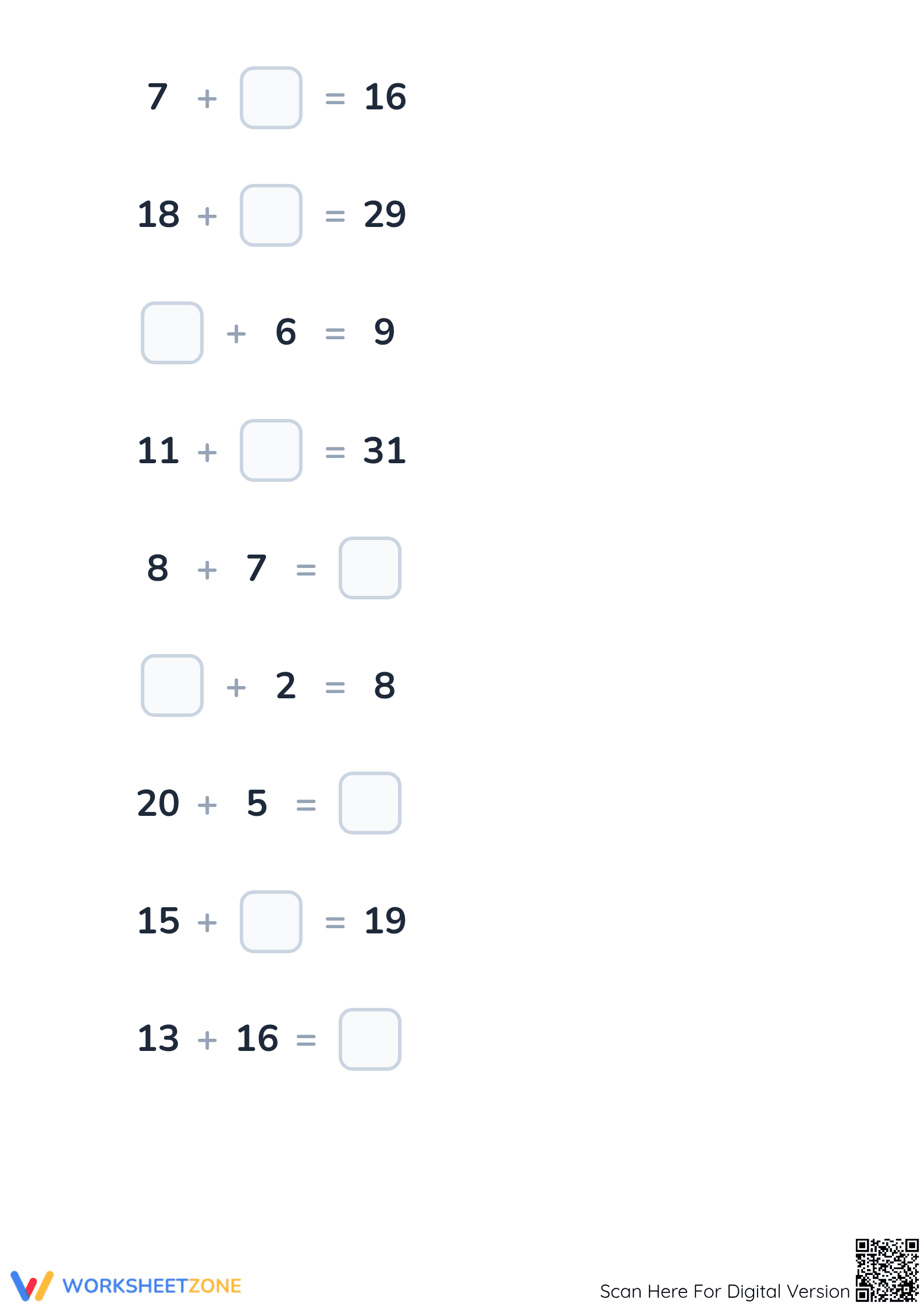 Missing Addends Worksheet | Grade 2 Math Printable - Page 2