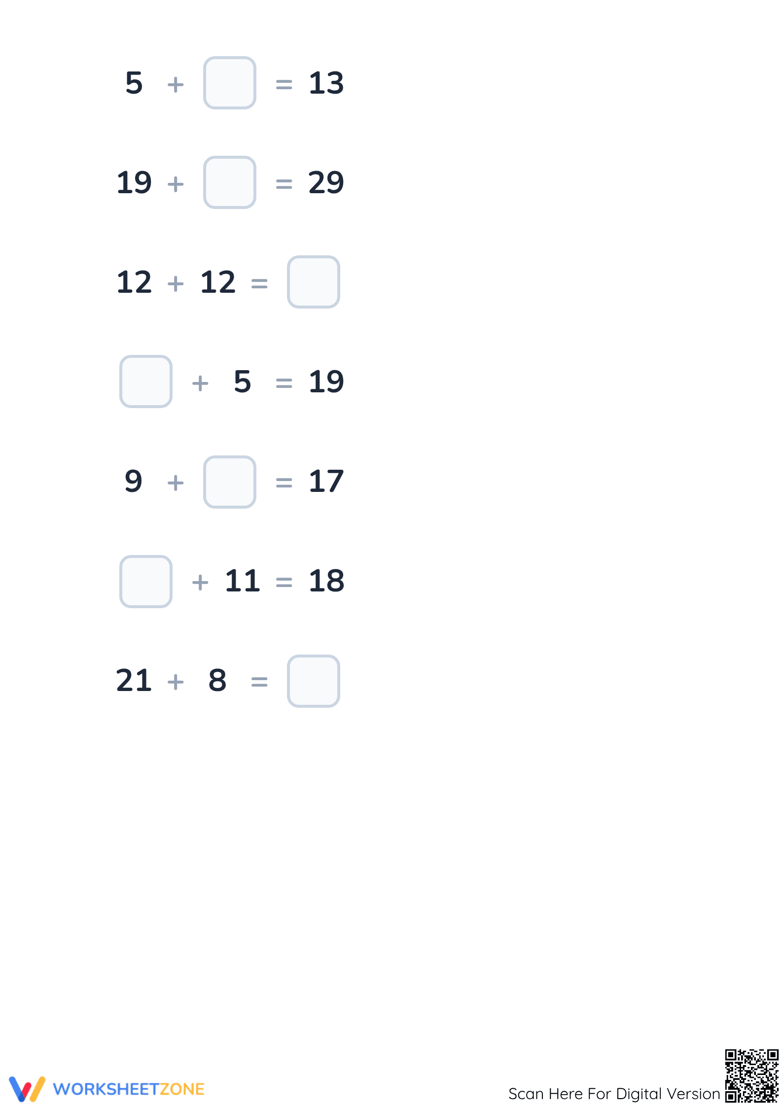Missing Addends Worksheet | Grade 2 Math Printable - Page 3