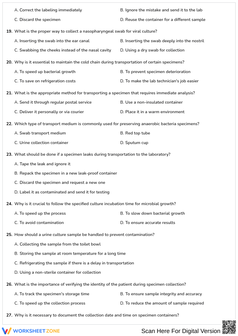Generate 50 questions on specimen collection and it's rules and culturing of microorganisms - Page 3