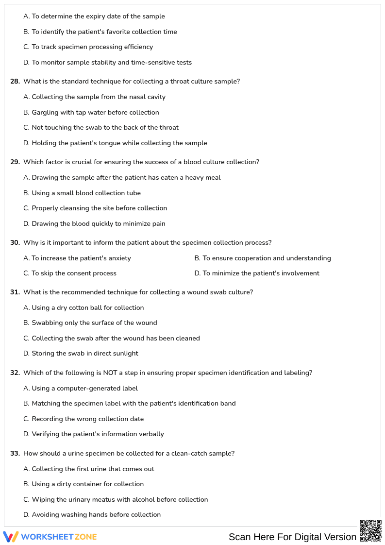 Generate 50 questions on specimen collection and it's rules and culturing of microorganisms - Page 4