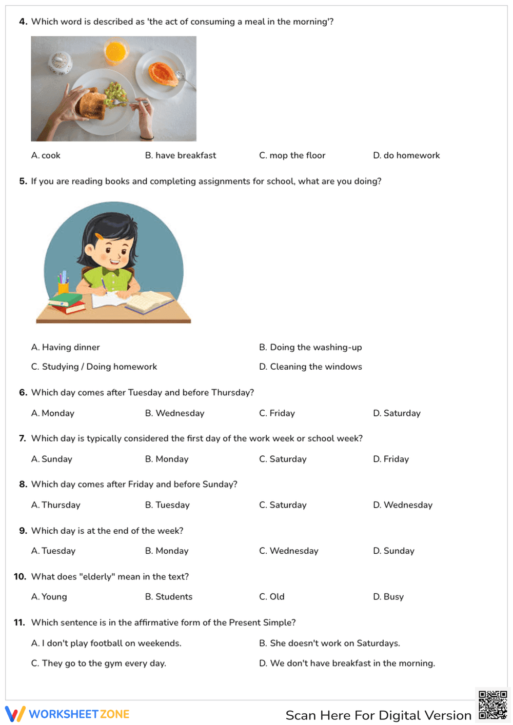 Essential Present Simple & Home Life Quiz | Grade 3-4 - Page 2
