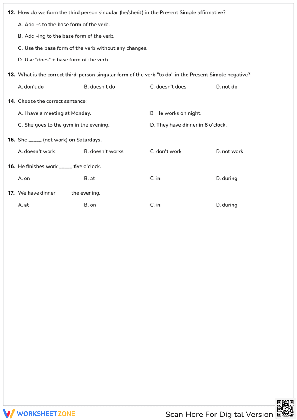 Essential Present Simple & Home Life Quiz | Grade 3-4 - Page 3
