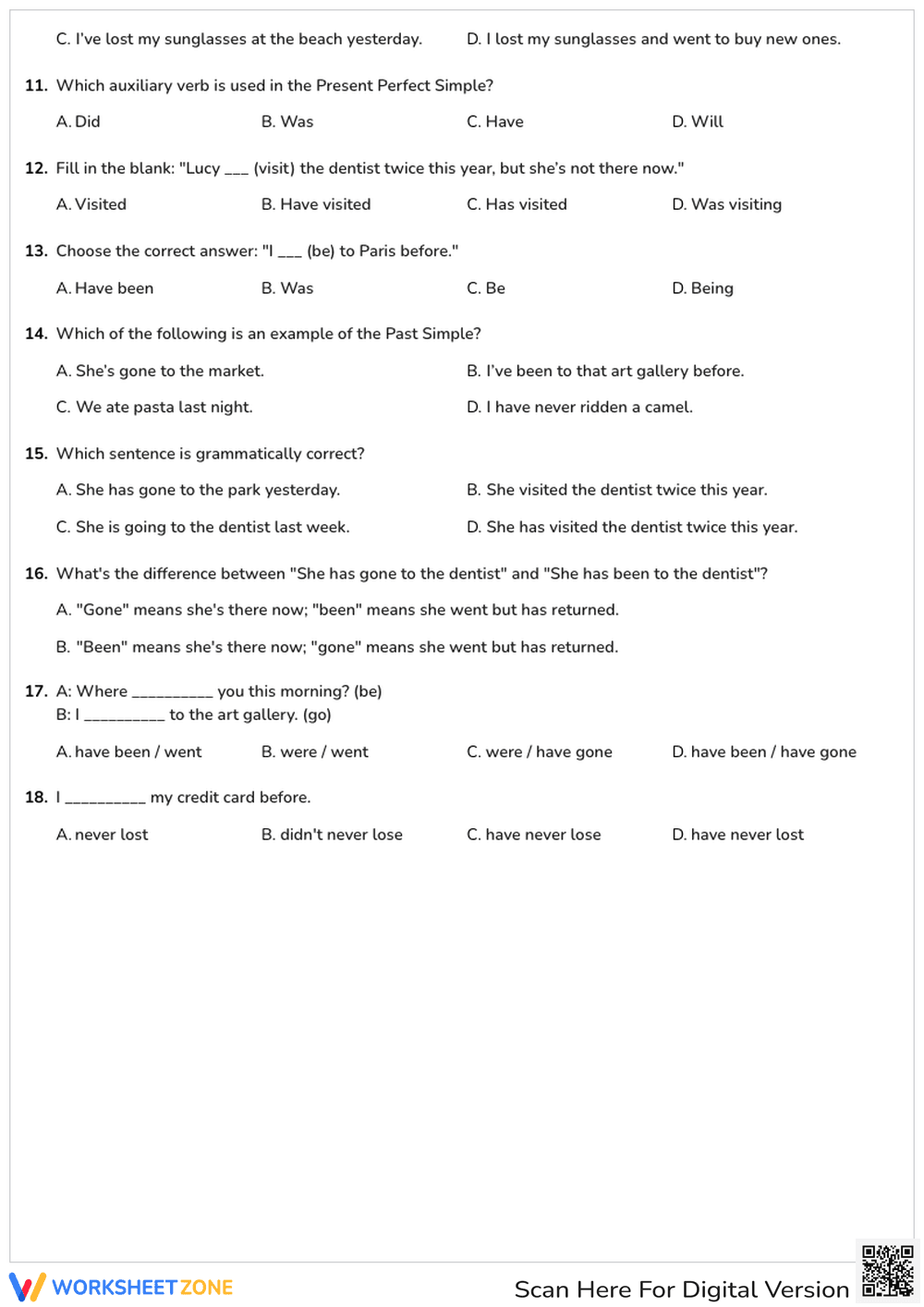 Grade 6-7 Present Perfect Worksheet | Essential Practice - Page 2