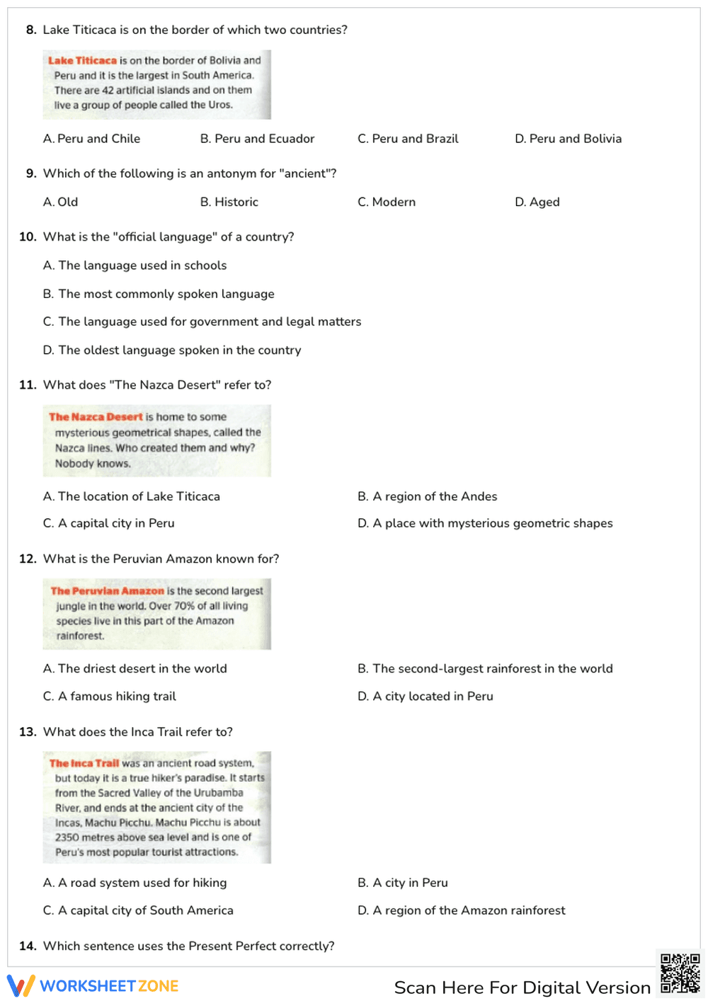 Grade 6 Exciting Places Printable Worksheet | Essential ELA - Page 2