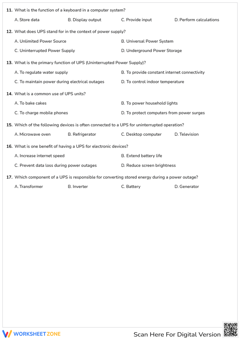 Grade 5 Computing Review: Essential Hardware Worksheet - Page 2