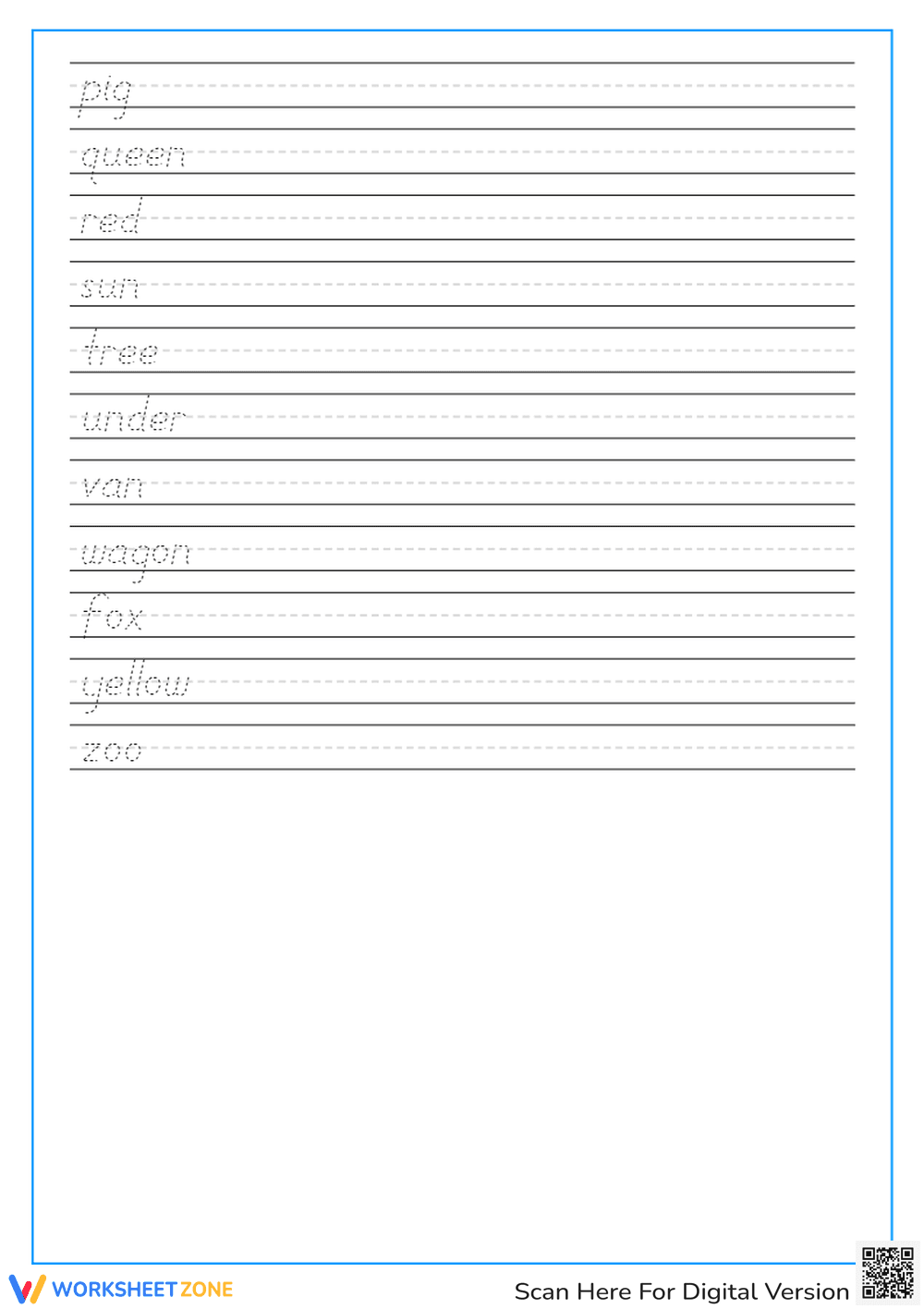 Grade 1 Handwriting II — Printable Tracing Worksheet - Page 2