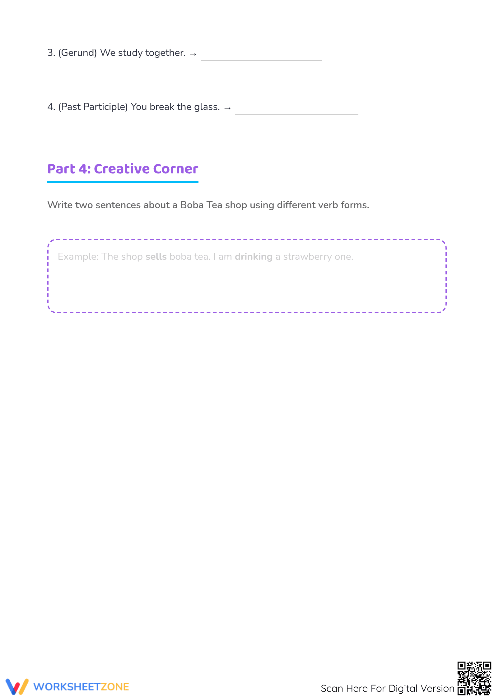 Essential Verb Forms Worksheet | Grade 4 Grammar - Page 3